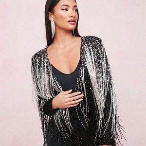 NWT Nasty Gal Tassel Beaded Metallic Fringe Jacket